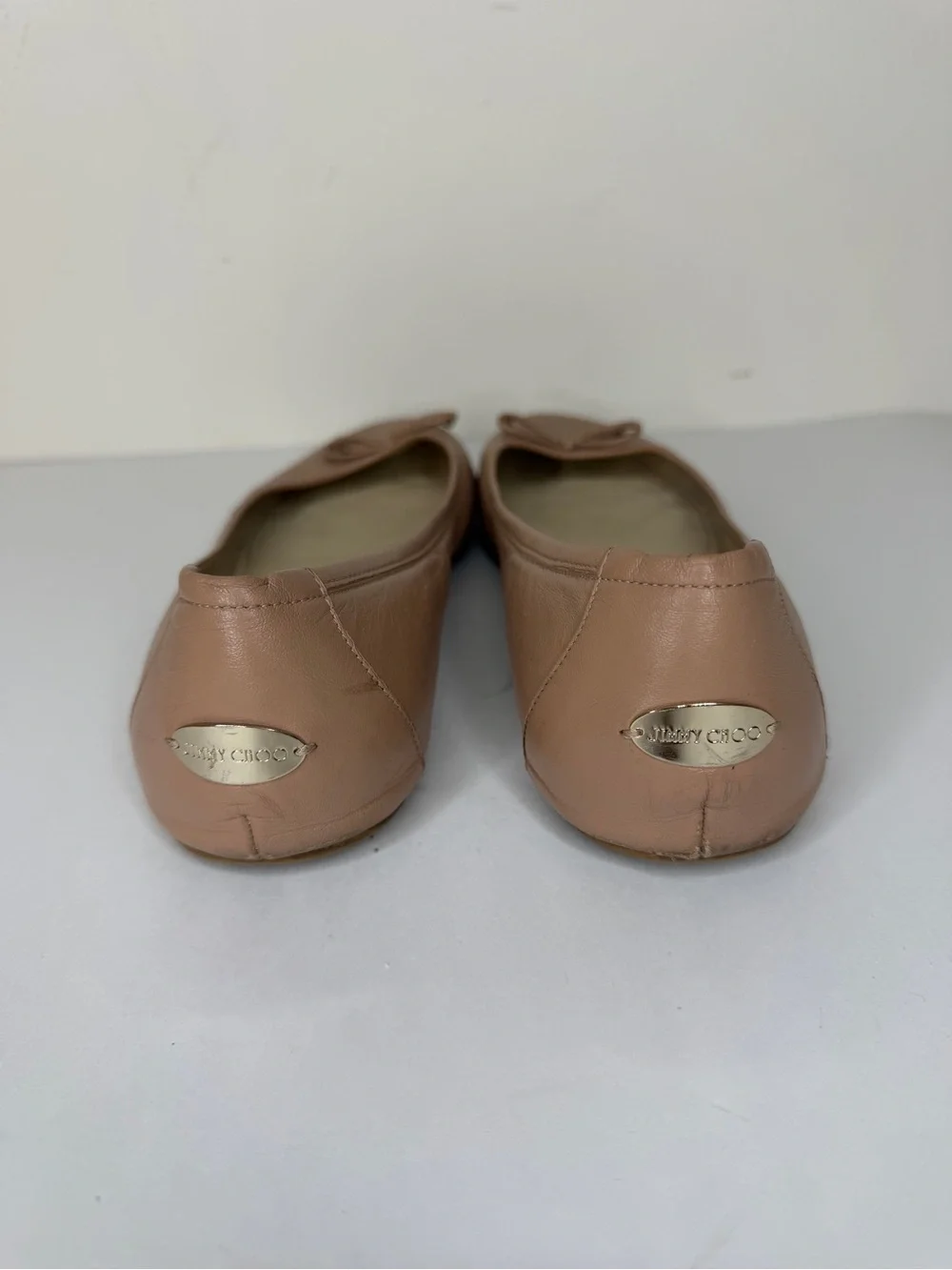 Jimmy Choo London Nude Beige Bow Ballet Flat Women’s Size 40 US 9 Made in Spain